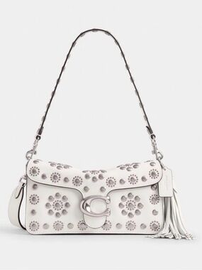 Coach Tabby Shoulder Bag 26 w/ Western Rivets in Chalk Natural Grain Leather NWT